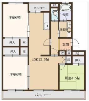 西新在家マンション(3LDK/2階)の間取り写真