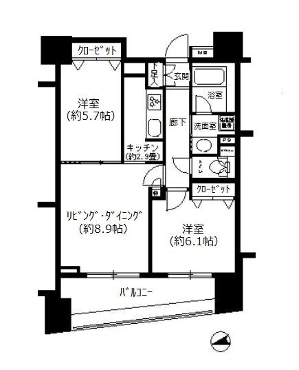 PARK CUBE浅草田原町(2LDK/10階)の間取り写真