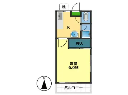 コーポ門田(1K/2階)の間取り写真