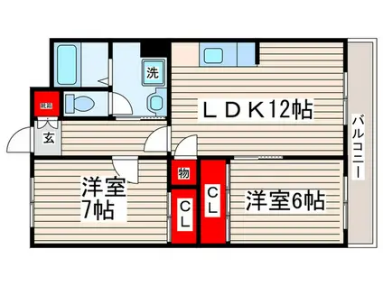 第2仲町マンション(2LDK/1階)の間取り写真