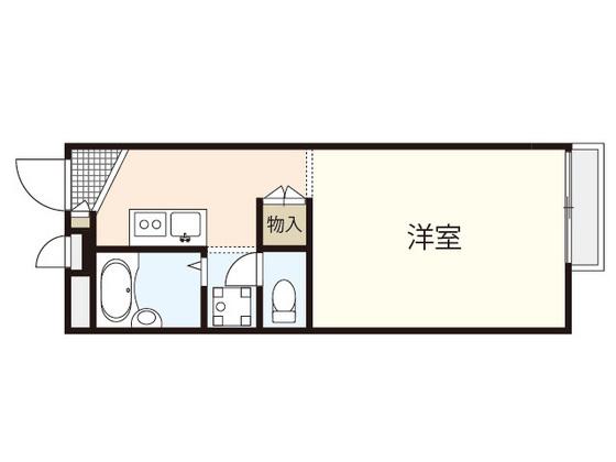 レオパレス若葉(ワンルーム/2階)の間取り写真