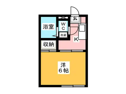 祐希ハイツII(1K/1階)の間取り写真