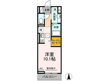 ソレイユ富岡(ワンルーム/1階)の間取り写真