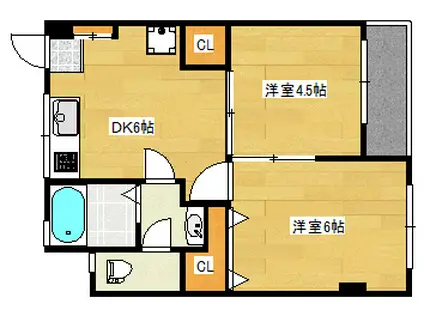 サンハイツ庚午(2DK/3階)の間取り写真