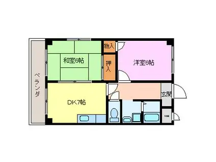 グランドメゾン浅田II(2DK/2階)の間取り写真