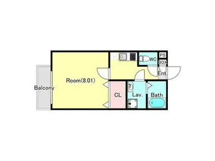 ジーメゾン七里(1K/3階)の間取り写真