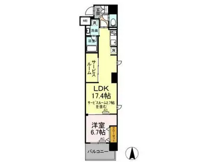 GOLD WINGII(1LDK/6階)の間取り写真