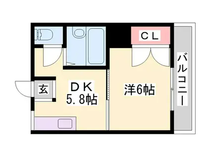 ヒューマンハイツII(1DK/2階)の間取り写真