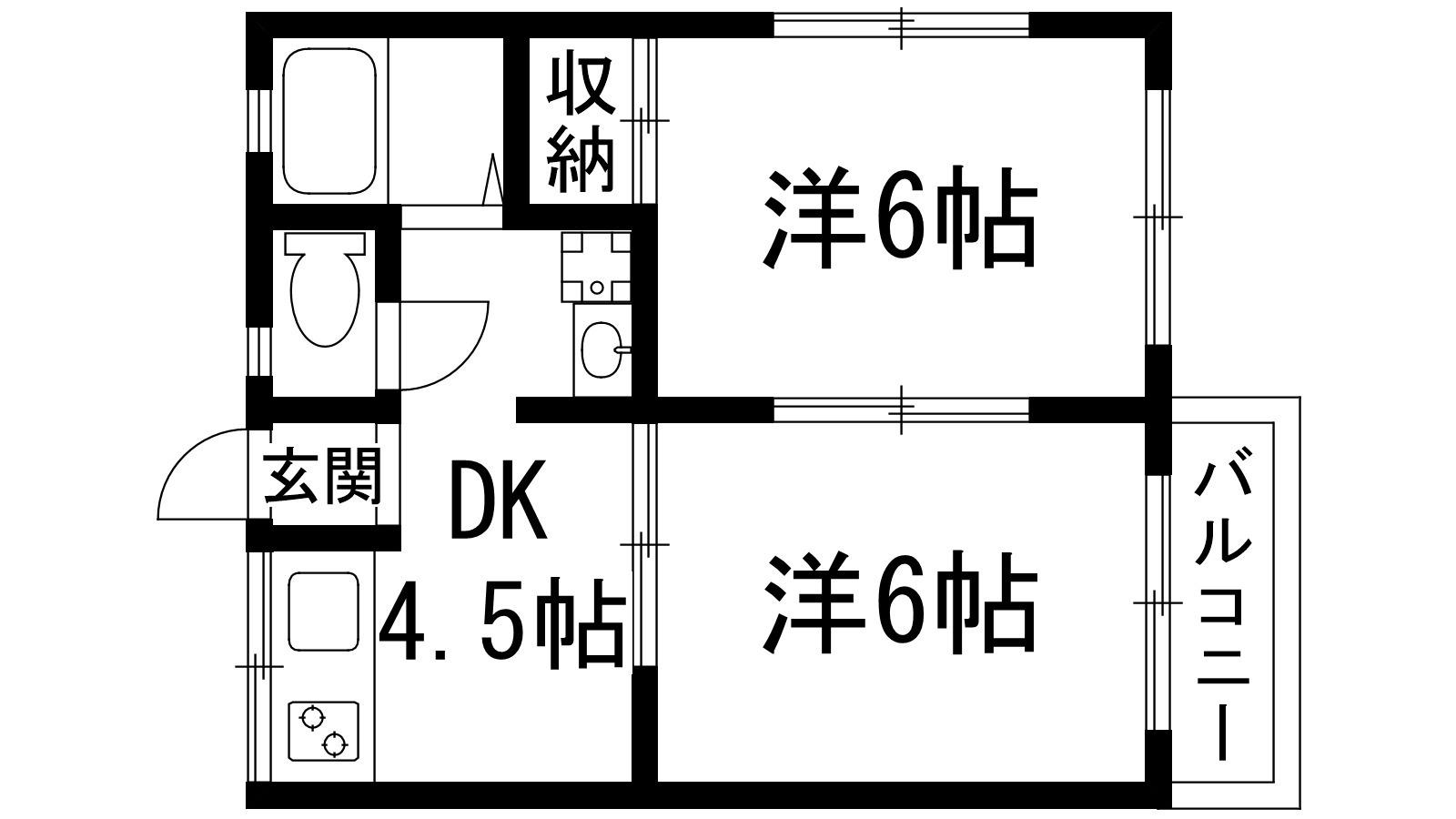 ハイツクローバー(2DK/2階)の間取り写真