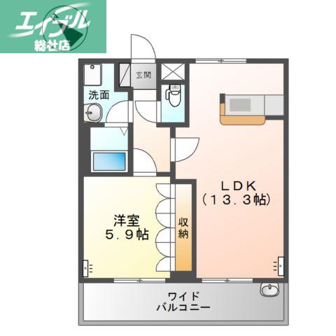 水島臨海鉄道 弥生駅 徒歩14分 2階建 築21年(1LDK/1階)の間取り写真