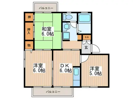 リバーパーク(3DK/2階)の間取り写真