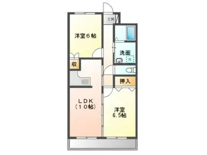 グランシャリオI(2LDK/3階)の間取り写真