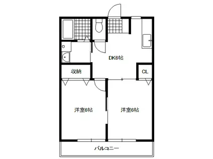 陽翔 オオノヤ(2DK/1階)の間取り写真