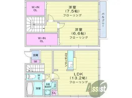 さくら弐番館(2LDK/1階)の間取り写真