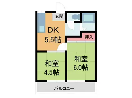 グリーンハイツ(2DK/2階)の間取り写真