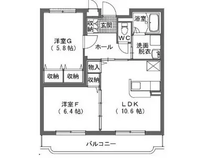 ルミエール栄(2LDK/2階)の間取り写真