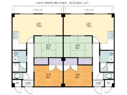 コーポ鈴川(2LDK/3階)の間取り写真