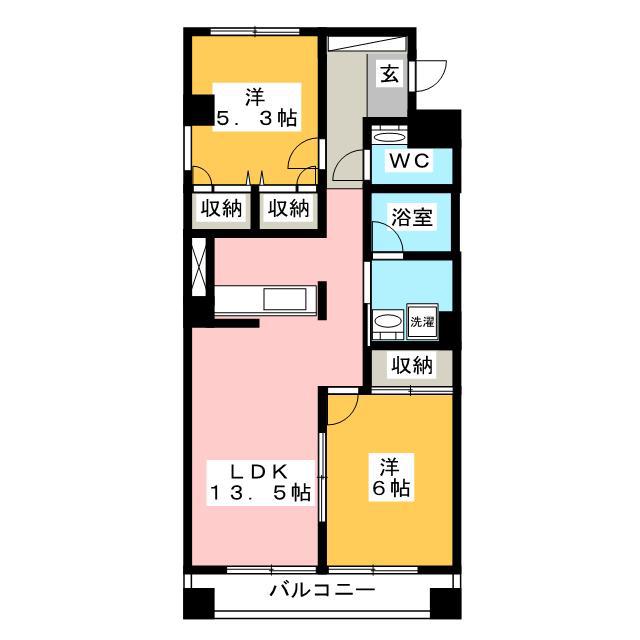 フォンテーヌI(2LDK/3階)の間取り写真