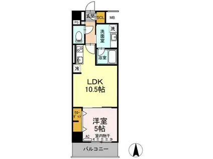 リモナーデ府内(1LDK/6階)の間取り写真