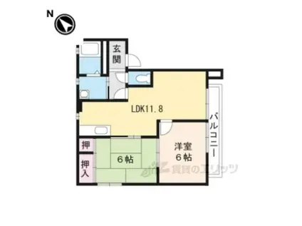 シティパレス2B(2LDK/1階)の間取り写真