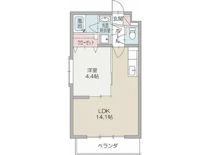 モンターニュFUJI(1LDK/2階)の間取り写真