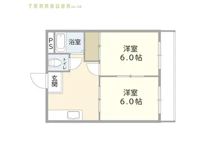 第1相野コーポ(2DK/1階)の間取り写真