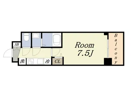 ソルテラス大阪BAY STATION SIDE(1K/3階)の間取り写真