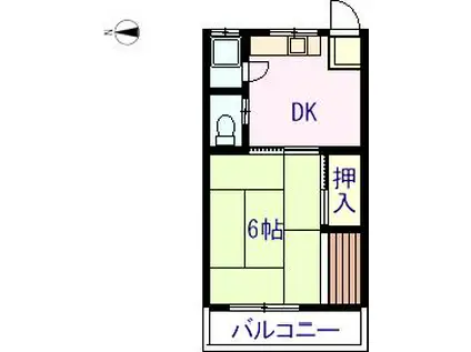 チェリーブロッサム(1DK/2階)の間取り写真