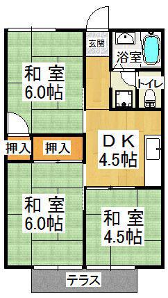 パークハイツ山手(3DK/2階)の間取り写真