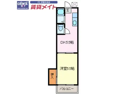 第三晴海ハイツ(1DK/1階)の間取り写真