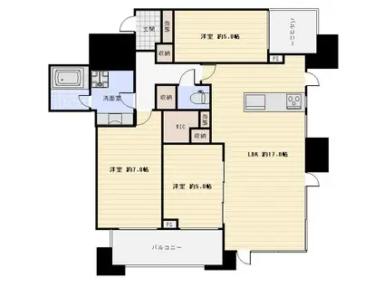シティタワー大阪本町(3LDK/23階)の間取り写真