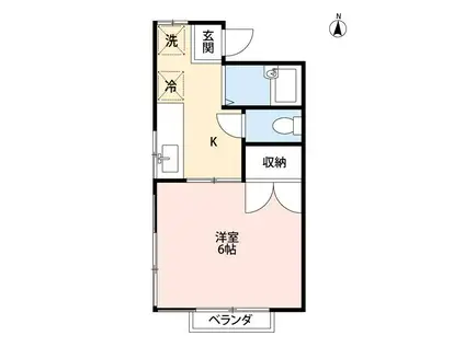 トレス所沢A(1DK/1階)の間取り写真