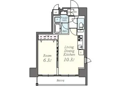 コンパル汐留(1LDK/12階)の間取り写真