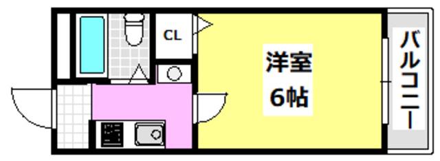 ダイユウレストハウス茨木(1K/2階)の間取り写真