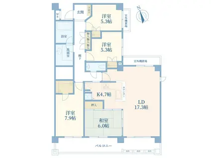 東急ドエル・イディオスあざみ野 C棟(4LDK/1階)の間取り写真