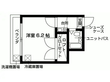 パールハイツ・タケ(1K/1階)の間取り写真