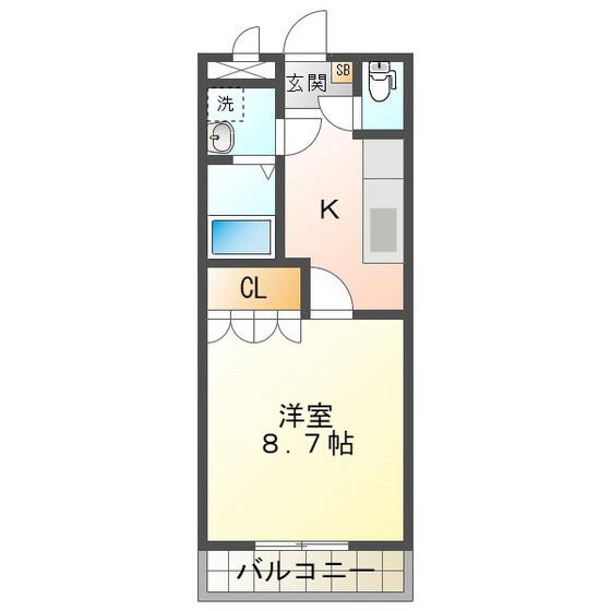 近鉄鈴鹿線 三日市駅 徒歩10分 2階建 築20年(1K/2階)の間取り写真