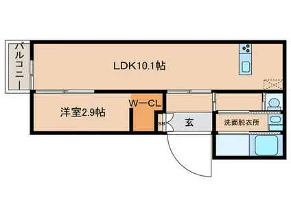 ウィルメゾン和白駅前(1LDK/1階)の間取り写真