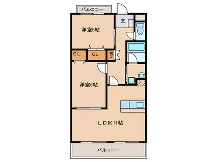 サンセールNY(2LDK/3階)の間取り写真