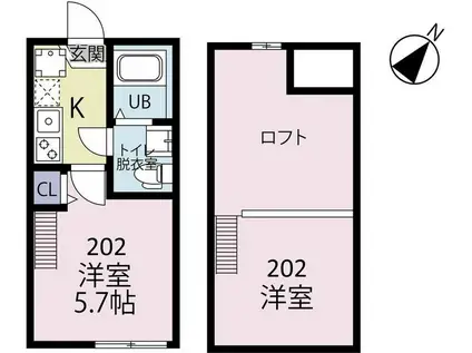 LIL GRANDE 川崎(1K/2階)の間取り写真