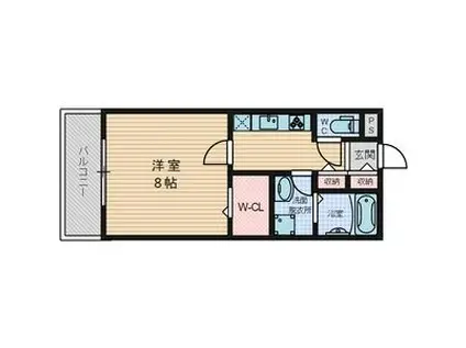 BELLE LEAD 小津(1K/1階)の間取り写真