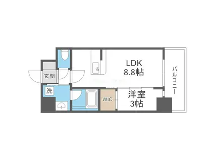 セレニテ新大阪グランデ シュッド(1LDK/8階)の間取り写真