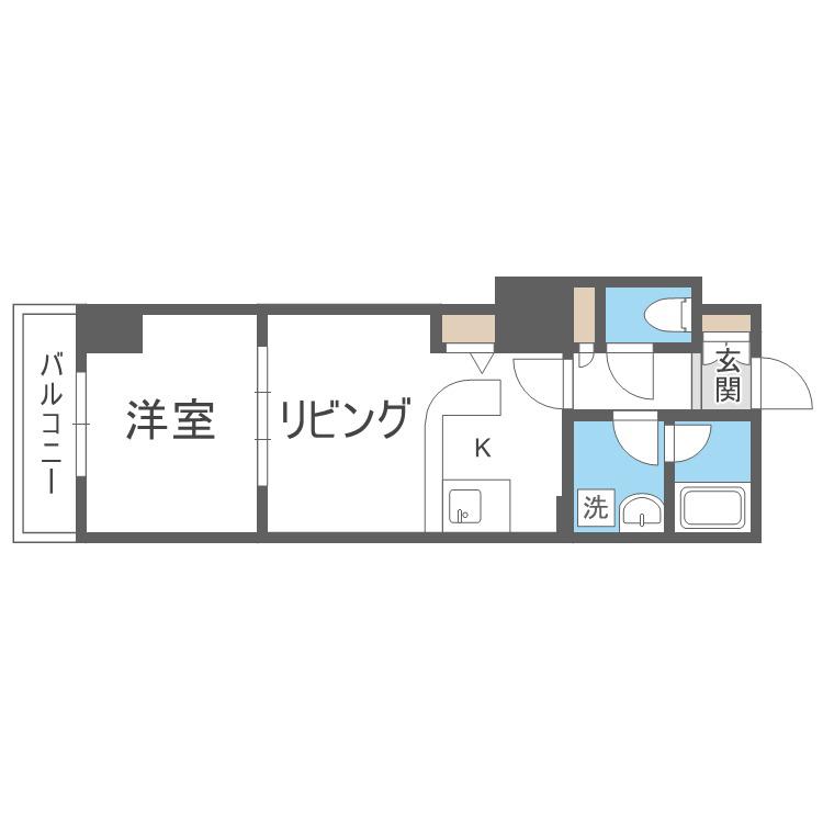 ビッグパレス南6条(1LDK/12階)の間取り写真