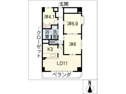 ラピスラズリTN(3LDK/1階)の間取り写真