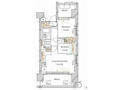 ブランシエスタ新丸子リバーフロ(2LDK/6階)の間取り写真