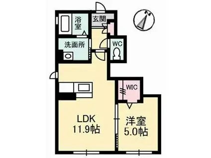 ラ・ルミエールエスト(1LDK/1階)の間取り写真