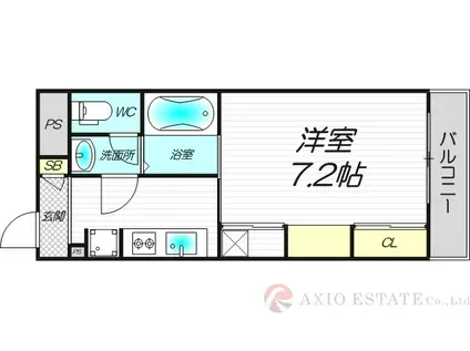 リブリ江坂(1K/3階)の間取り写真