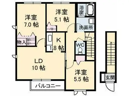 コンフォール A(3LDK/2階)の間取り写真