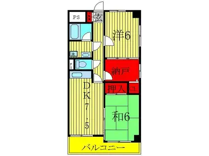 ウラニア天王台(2DK/3階)の間取り写真