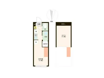 ハーモニーテラス富士見台IV(ワンルーム/2階)の間取り写真